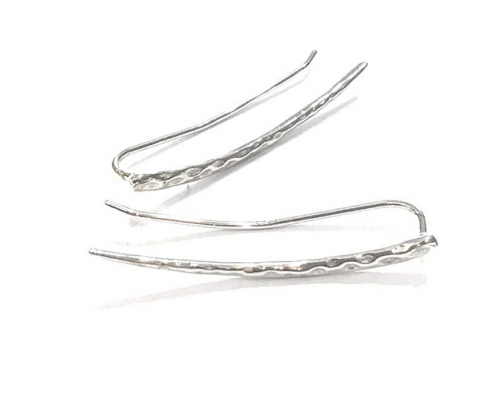 Ear Climber Earrings Long Sterling Silver Climbers Crawler Bar Studs