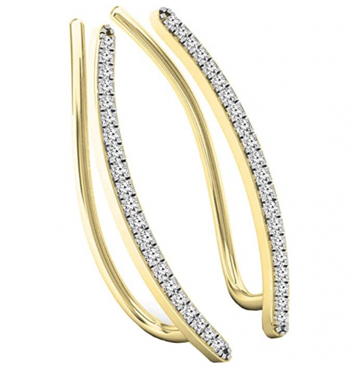 Dazzlingrock Collection 0.16 Carat (ctw) 10K Gold Round White Diamond Ladies Crawler Climber Earrings