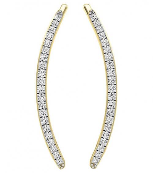 Dazzlingrock Collection 0.16 Carat (ctw) 10K Gold Round White Diamond Ladies Crawler Climber Earrings