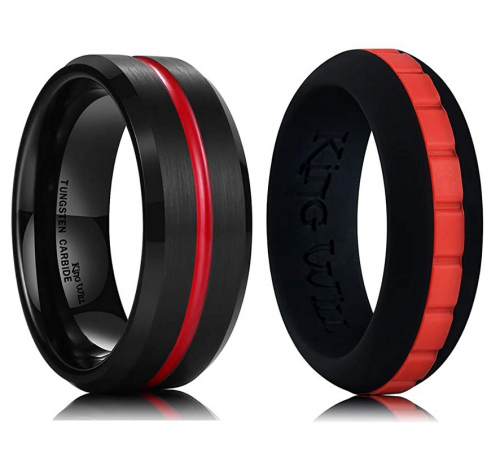 King Will Thin Red Groove Silicone Set Band