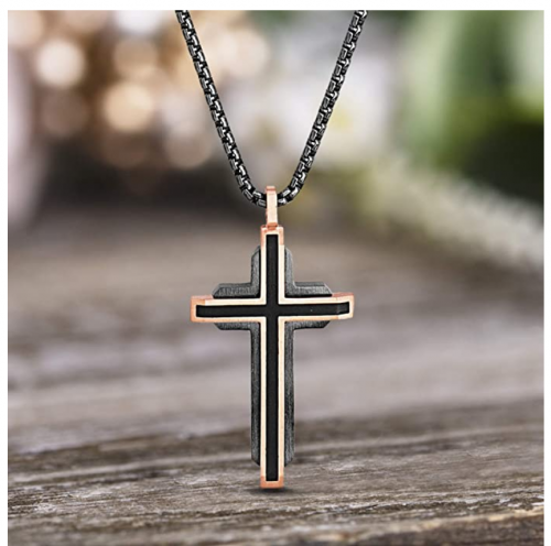 Steve Madden Men's Two-Tone Fancy Cross Necklace