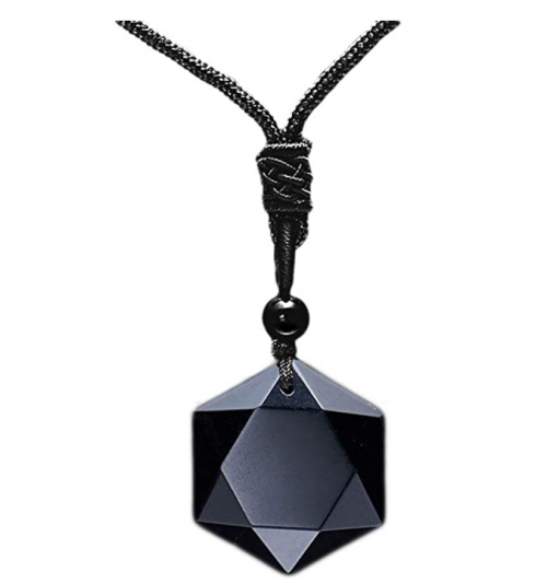 MENGLINA Black Obsidian Hexagram Natural Stone Necklace