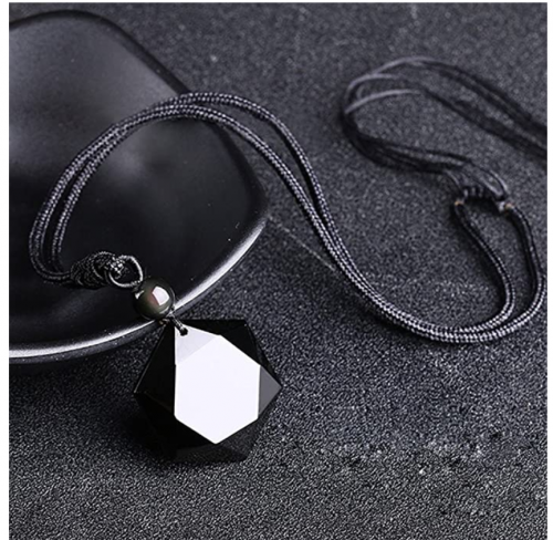 MENGLINA Black Obsidian Hexagram Natural Stone Necklace