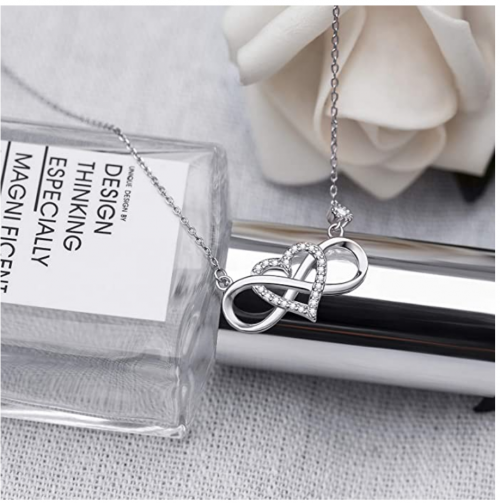 BlingGem Diamond Heart Infinity Necklace