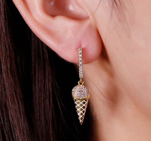 Jeulia Ice Cream Cone Sterling Silver Earrings