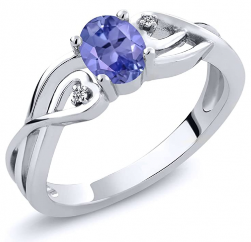 Gem Stone King Tanzanite and White Diamond Ring