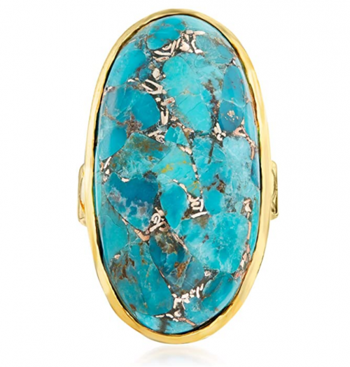 Ross-Simons Mosaic Turquoise Ring in 18kt Gold Over Sterling
