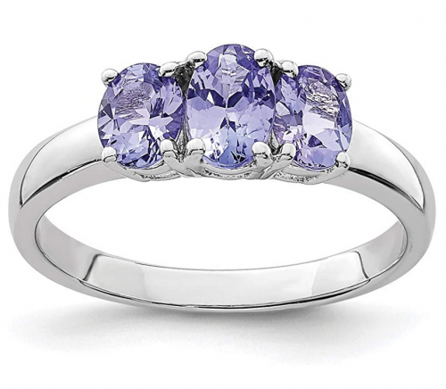 Ice Carats 3 Stone Blue Tanzanite Ring