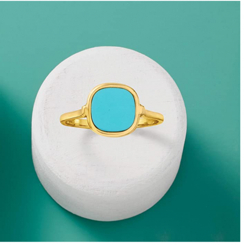 Ross-Simons Italian Turquoise Ring in 14kt Yellow Gold