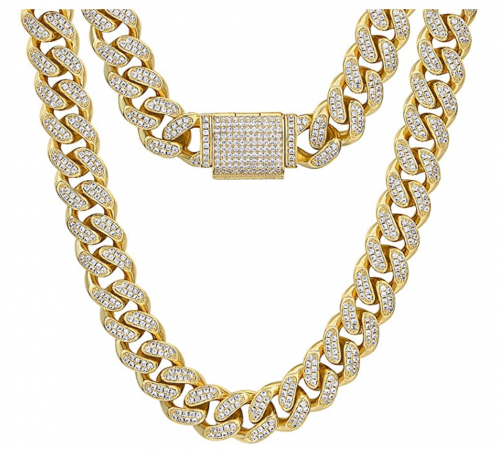 KRKC&CO 12mm Mens Iced Cuban Link Chain