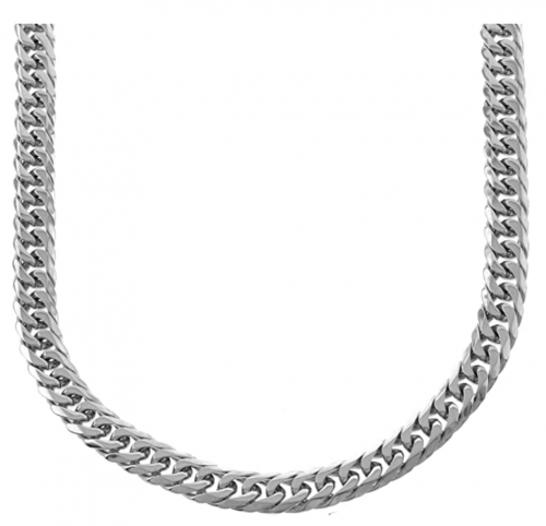 BLING BLING NY Solid Silver Finish Stainless Steel 12mm Thick Miami Cuban Link Chain Necklace 24''