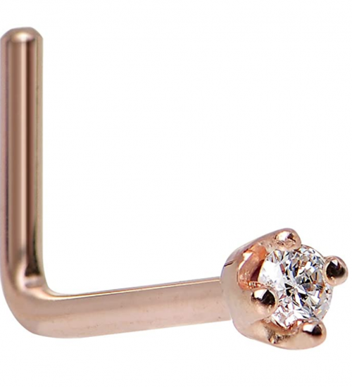 Body Candy Store 20 Gauge 1/4" at Bend 14k Rose Gold Nose Ring