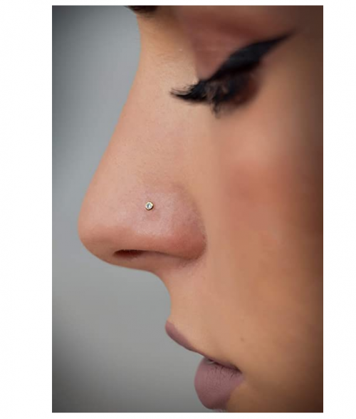 Masséte Store 14k Gold Nose Ring Stud Piercing Ball or Gem Cubic CZ