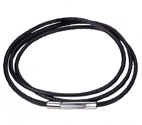 U7 Black/Brown Leather Necklace