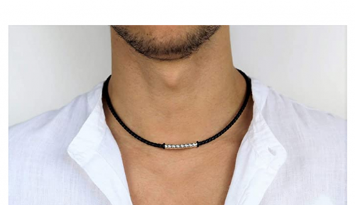 Mens leather rope on sale necklace