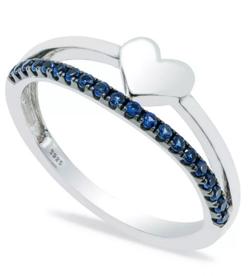 Macy's Sapphire Heart Ring in Sterling Silver