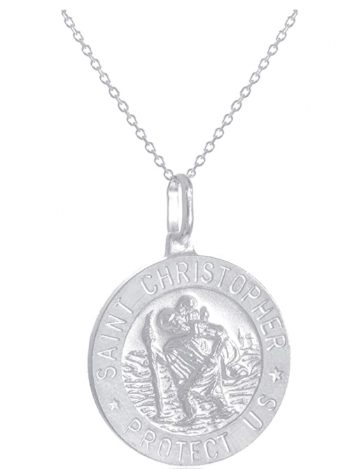 JOTW Sterling Silver "Protect Us" Round Pendant