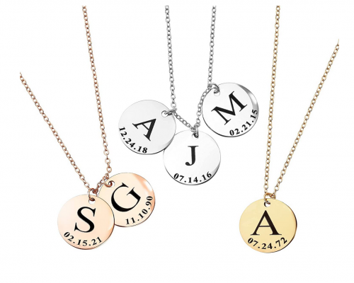 MignonAndMignon Initial Disc Necklace Coin