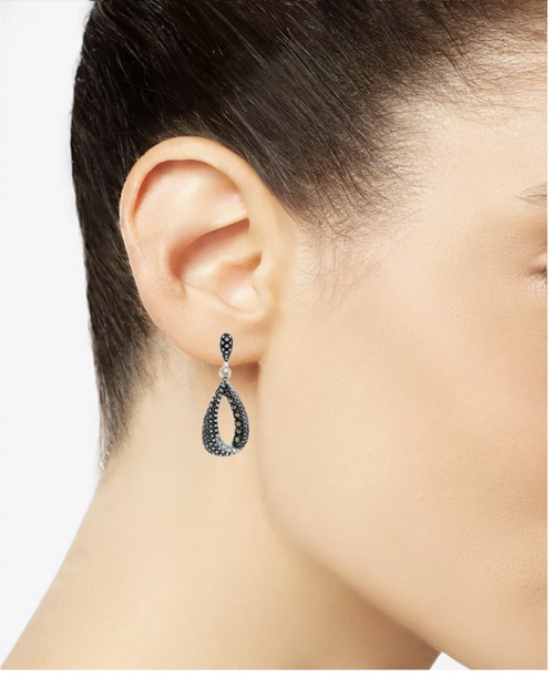 Macy’s Marcasite & Crystal Teardrop Loop Drop Earrings