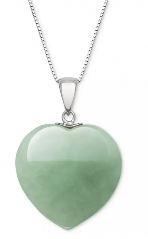 Macy’s Dyed Jade Heart Pendant Necklace in Sterling Silver