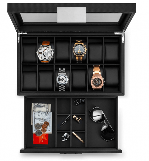 Glenor Co Watch Box with Valet Drawer