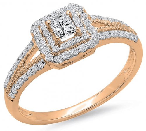 Dazzlingrock Collection Princess & Round Cut Diamond Ring