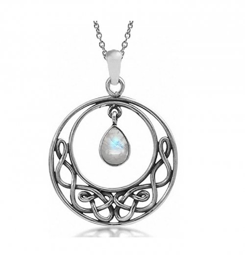 Silvershake Celtic Knot Moonstone Pendant